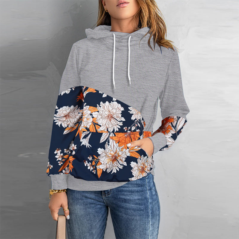 High Neck Fashion Hooded Long Sleeve Sweatshirt