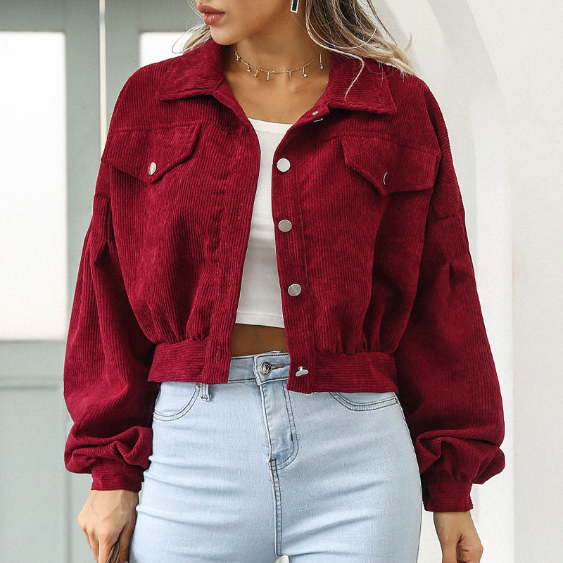 Corduroy Jacket with Lantern Sleeves