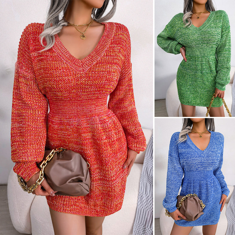 Lantern Sleeve Waist Sweater Skirt