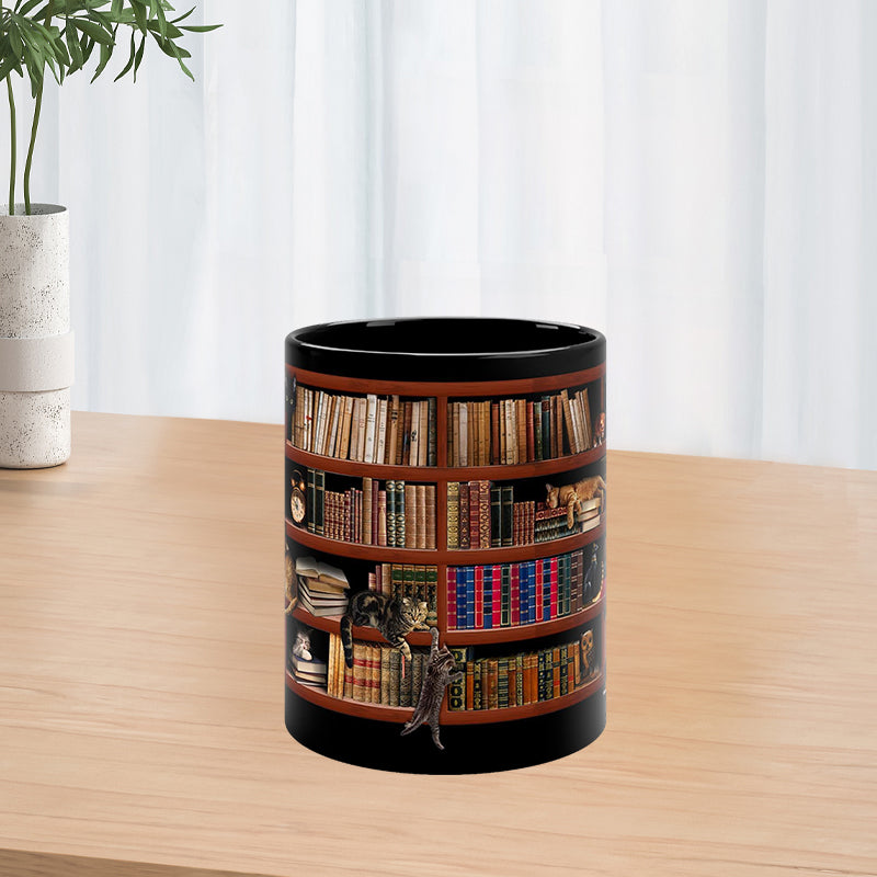 Bookshelf Mug with Cat