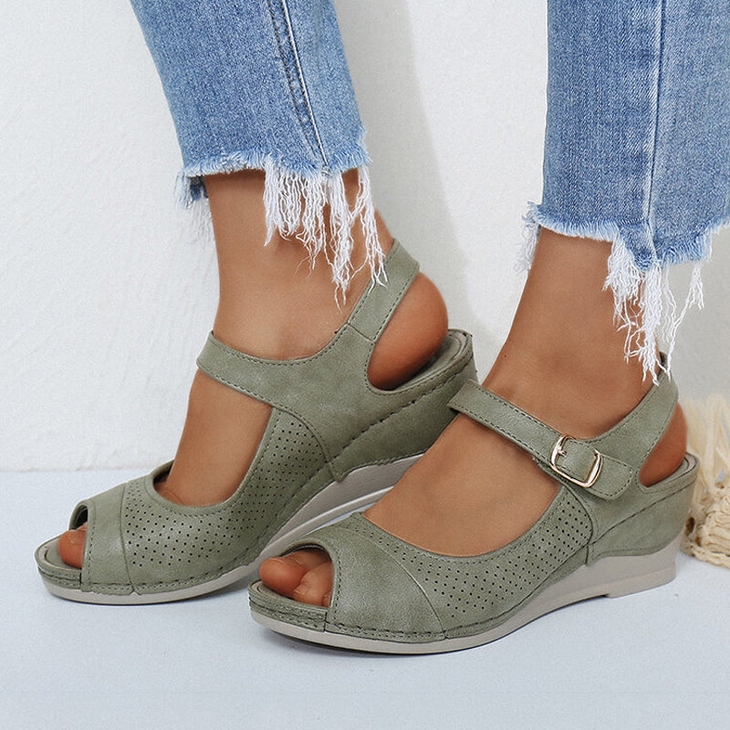 Women Casual Open Peep Toe Wedge Sandals