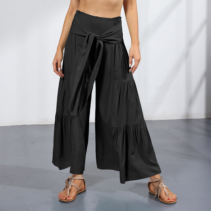 Lace-up Casual Wide-leg Pants