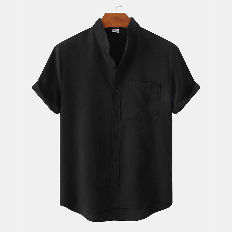 Stand Collar Solid Color Shirt