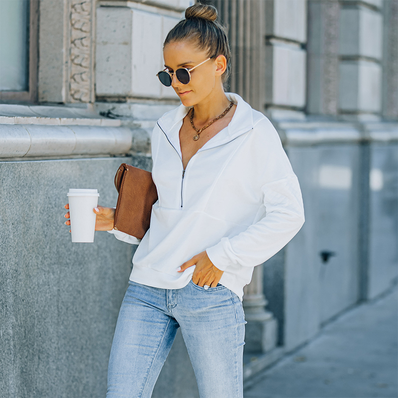 Turtleneck Solid Color Sweatshirt