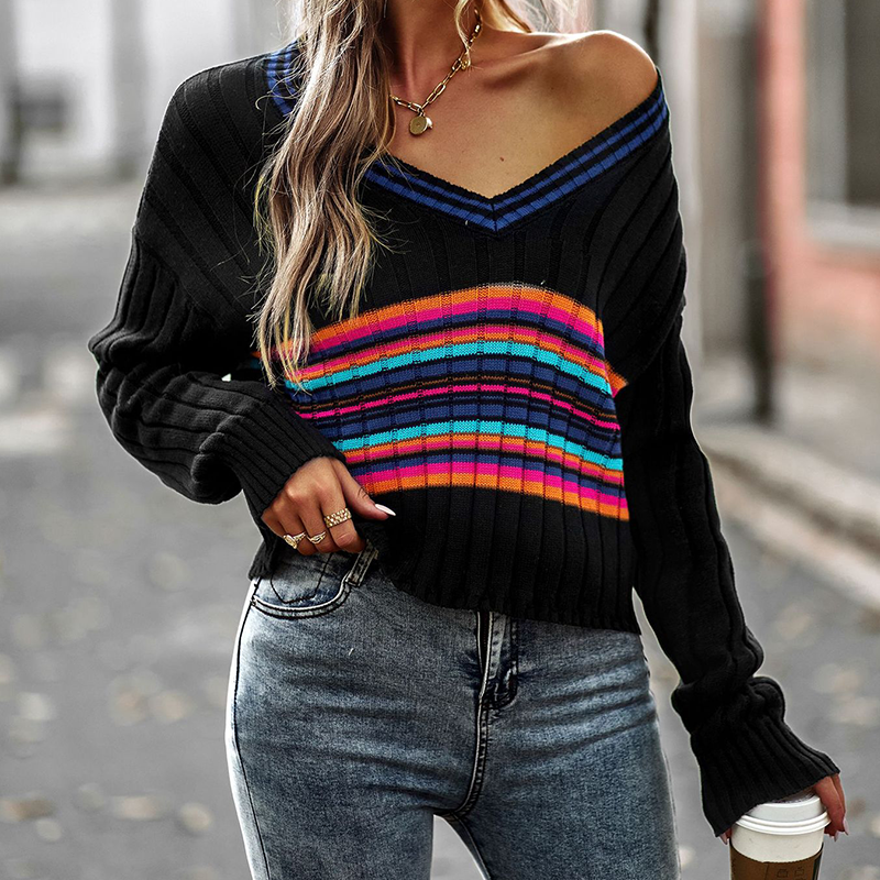 V-neck Paneled Sweater
