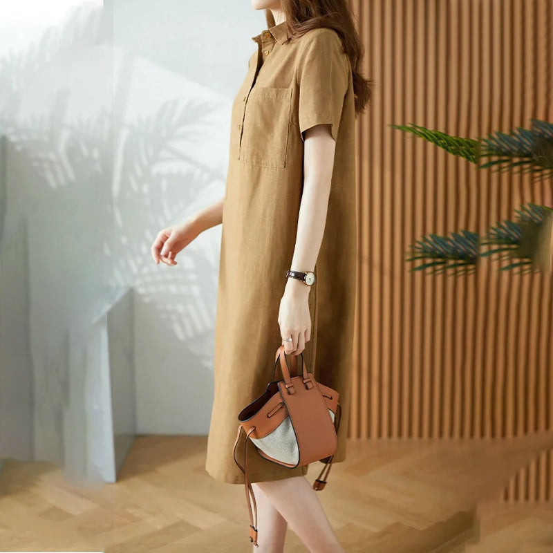 Breathable Short Sleeve Simple Dress