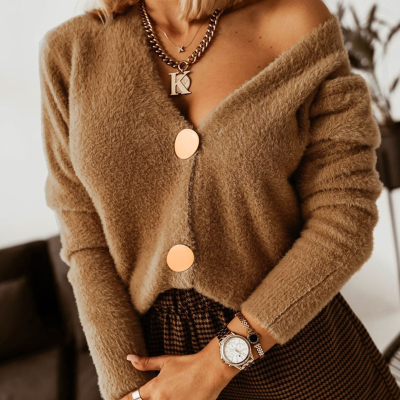 Metal Button Cardigan Sweater