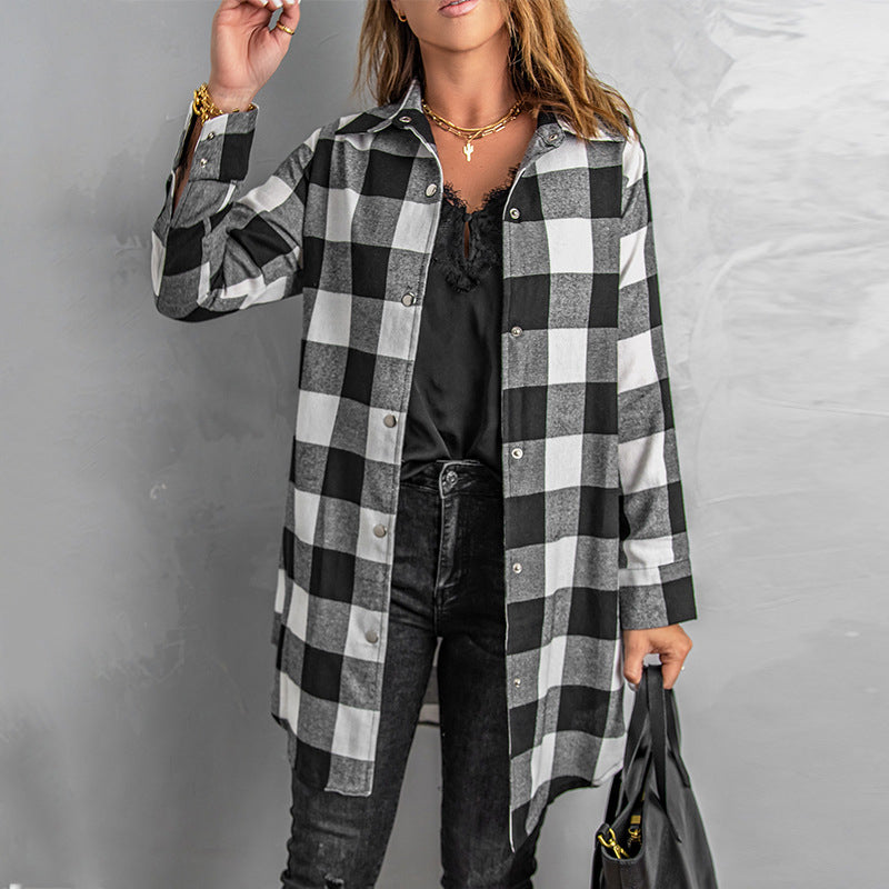 Long Sleeve Plaid Jacket