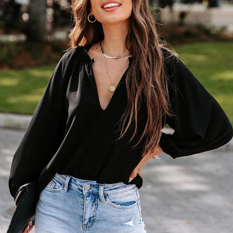 Casual V-Neck Long Sleeve T-Shirt