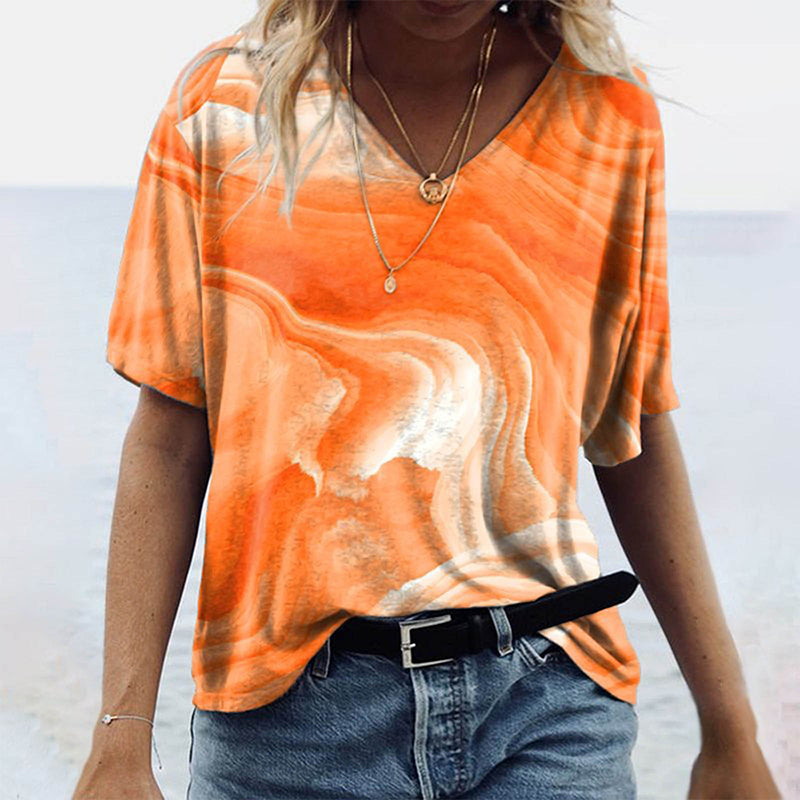 Marbled V-neck T-shirt