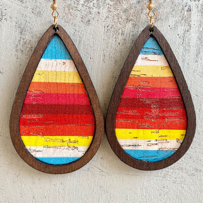Waterdrop Wood Frame Earrings