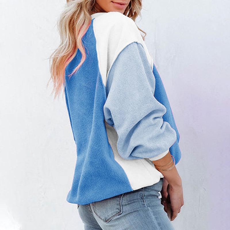 Plush Contrast Pullover Top
