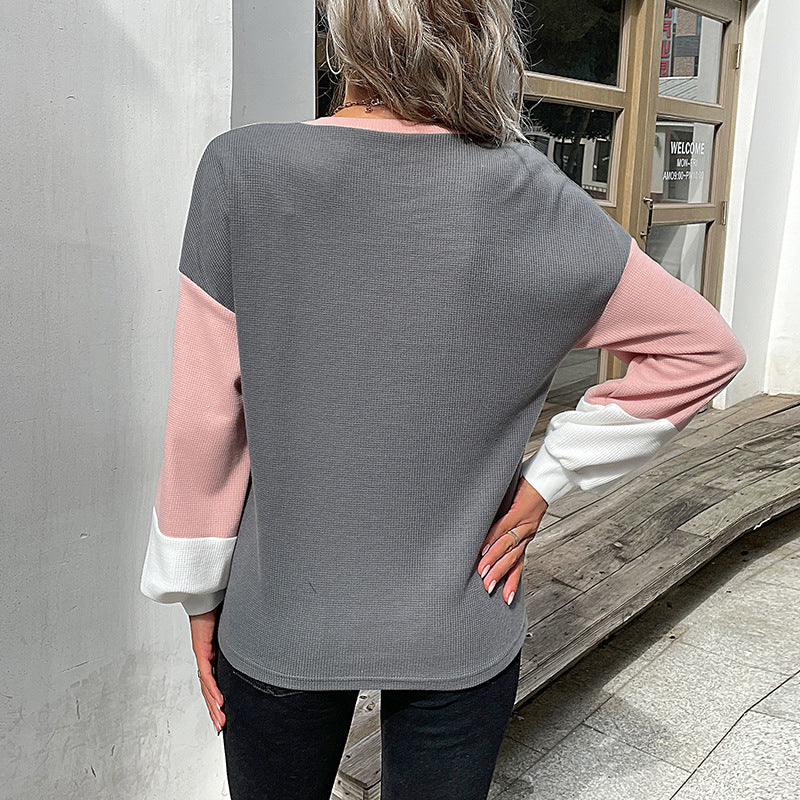 Colorblock Waffle Sweatshirt