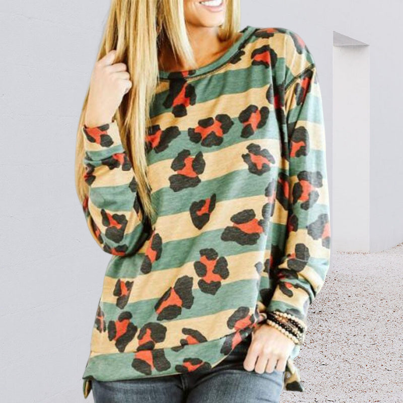Paneled Striped Print T-shirt