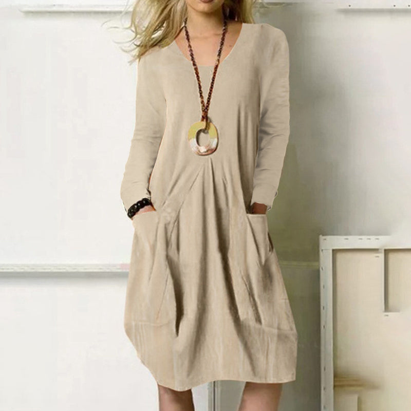 Pocket Solid Color Dress