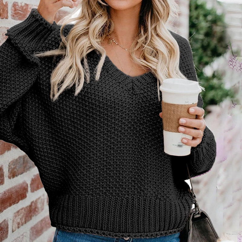 Knit V-Neck Loose Sweater