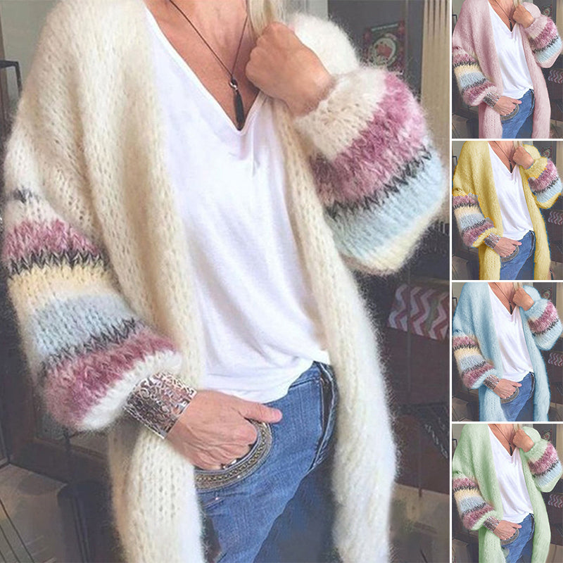 Striped Contrast Mohair Cardigan