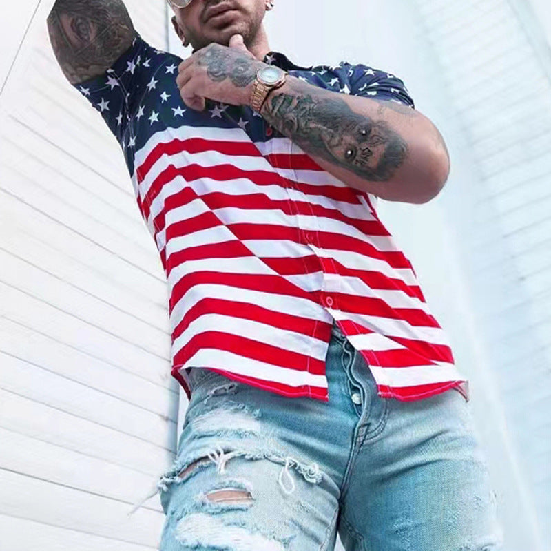 Men's American Patriotic Flag Polo Shirt