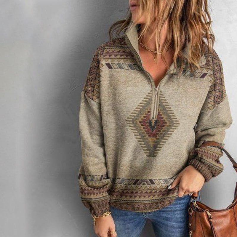 Ethnic Print Long Sleeve T-shirt