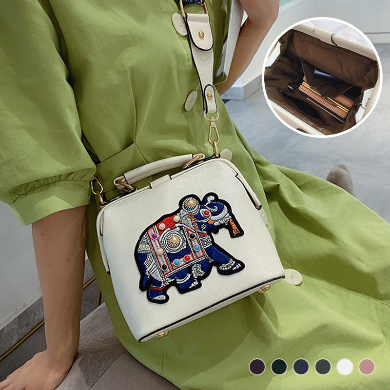 Embroidered Wide Strap Crossbody Bag