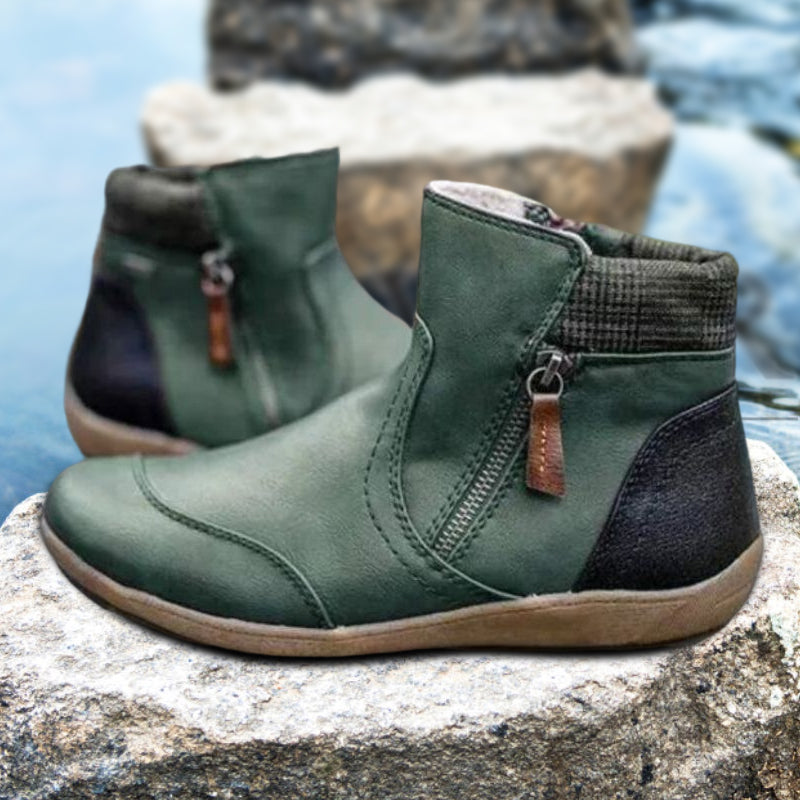 Women's waterproof zip-up boots