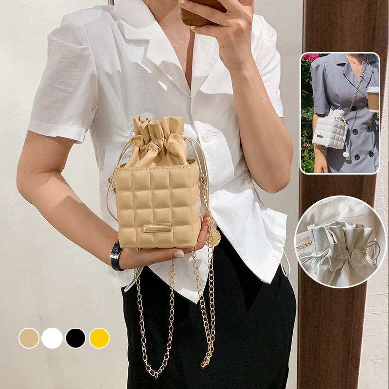 Checker Drawstring Crossbody Bag