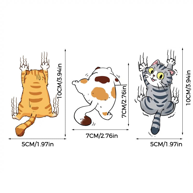 Cute Cat Cartoon Decal Car Stickers, 3 pcs