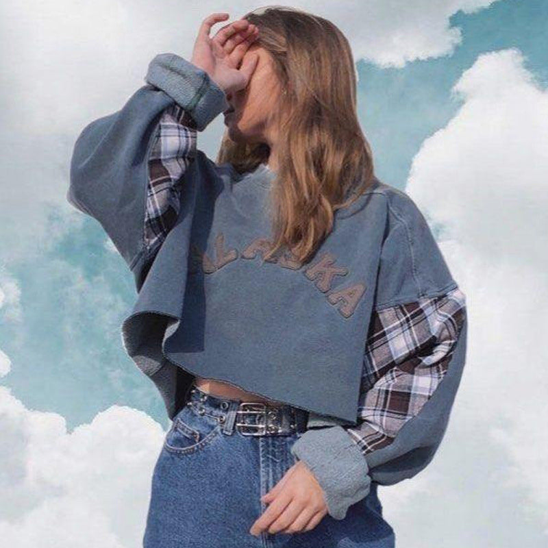 Fleece Pullover Round Neck Short Loose Women's Sweatshirt