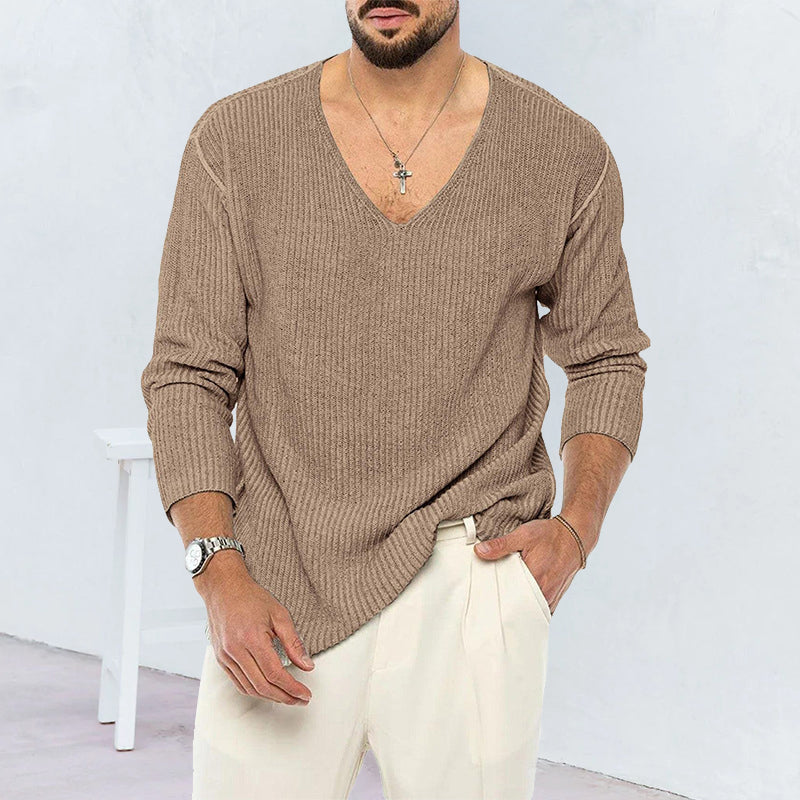 Men's V-neck Long-sleeve Sweater