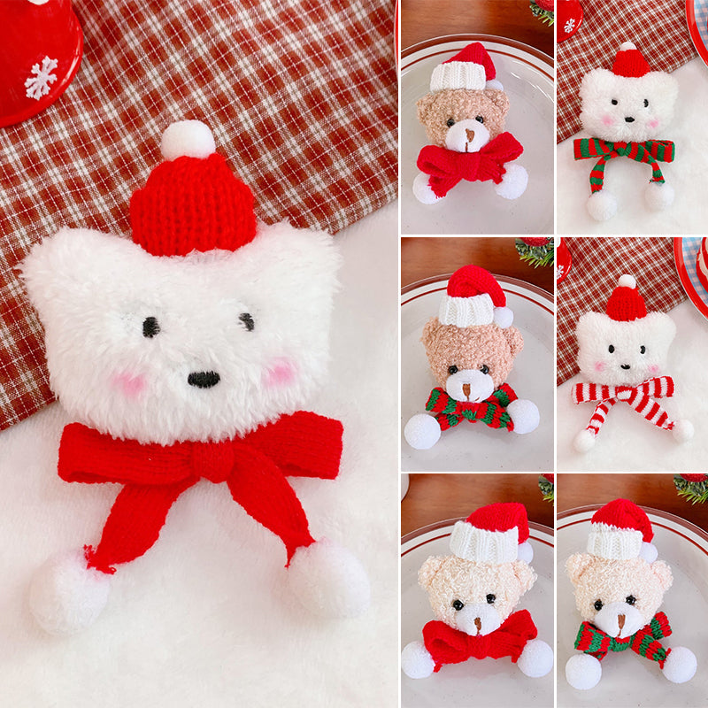 Plush Bear Christmas Brooch