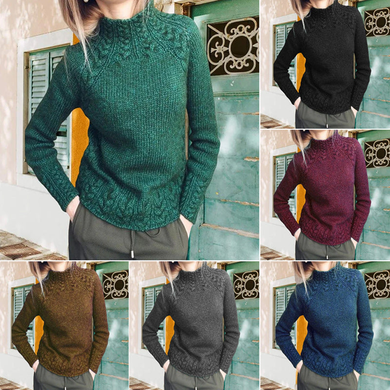 Solid Color Linen Pattern Sweater
