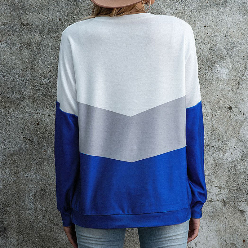 Panel Print Tricolor Long Sleeve T-Shirt