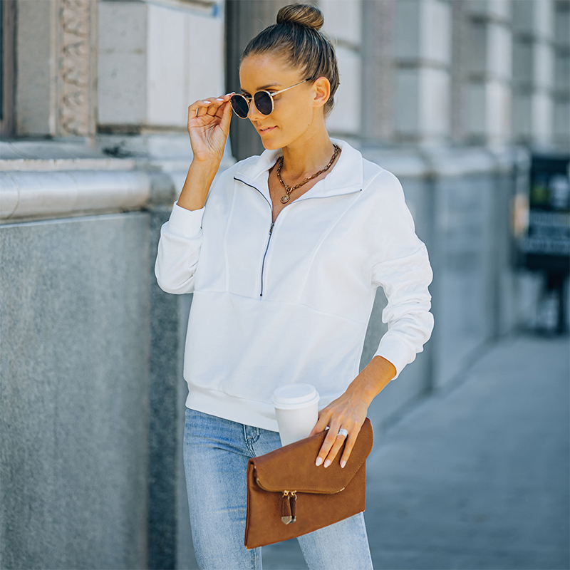 Turtleneck Solid Color Sweatshirt