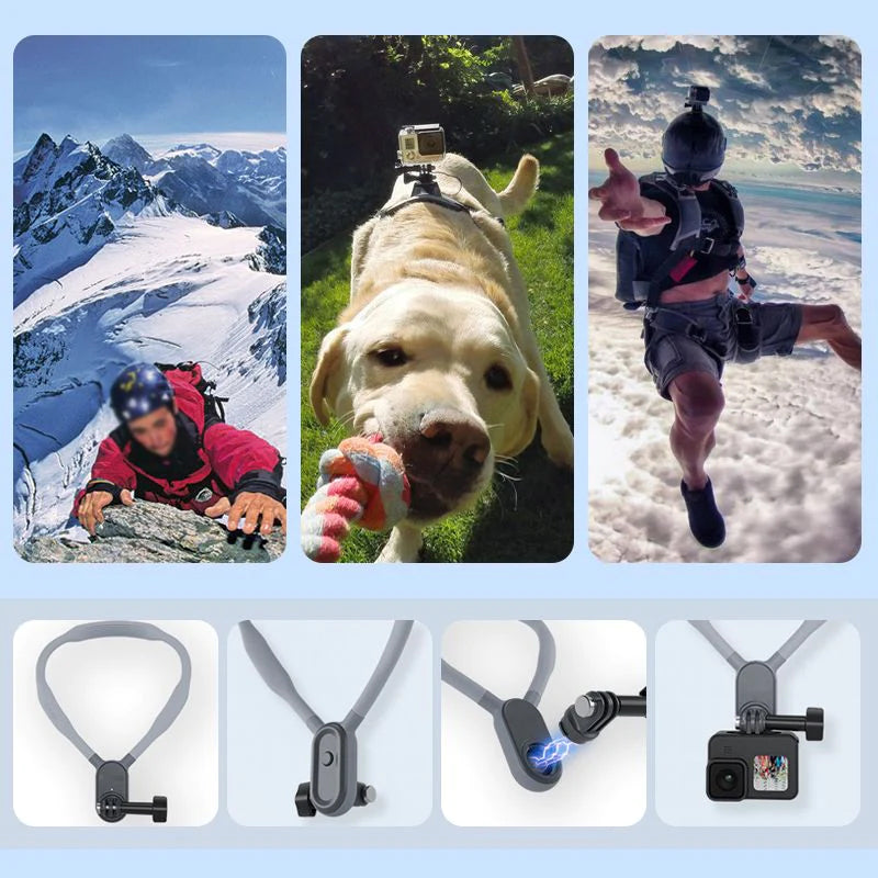 U-shaped neck mount for sports cameras