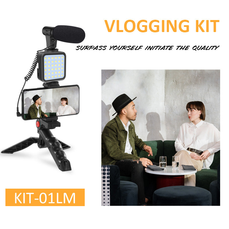 Professional video Microphone kit with Tripod Stand and LED Light