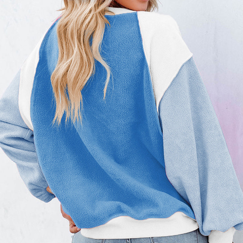 Plush Contrast Pullover Top