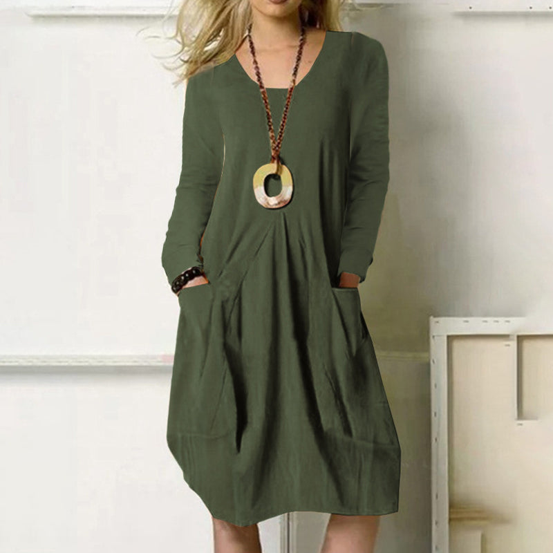 Pocket Solid Color Dress