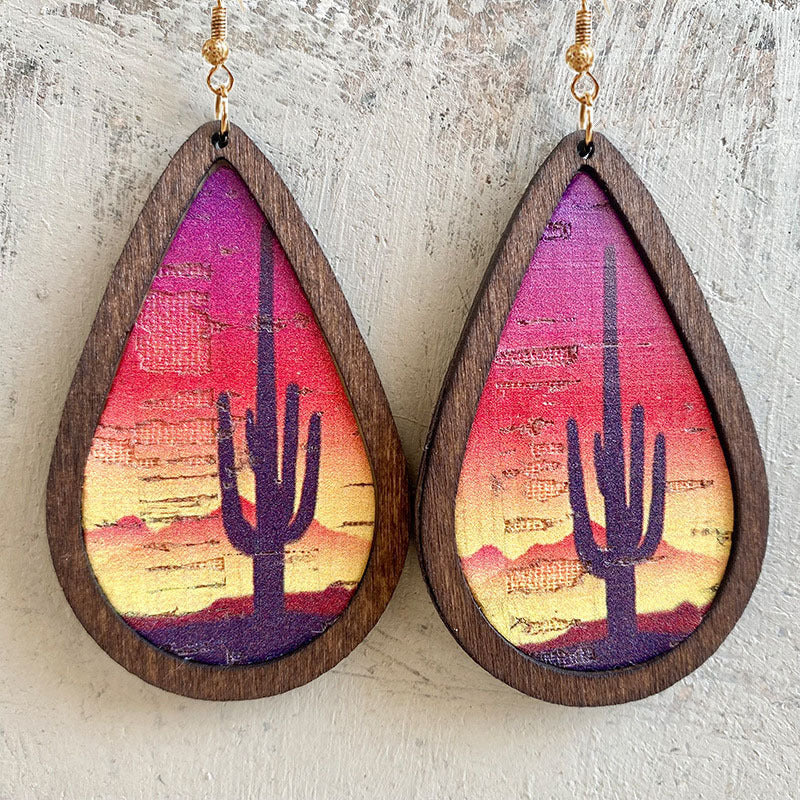 Waterdrop Wood Frame Earrings