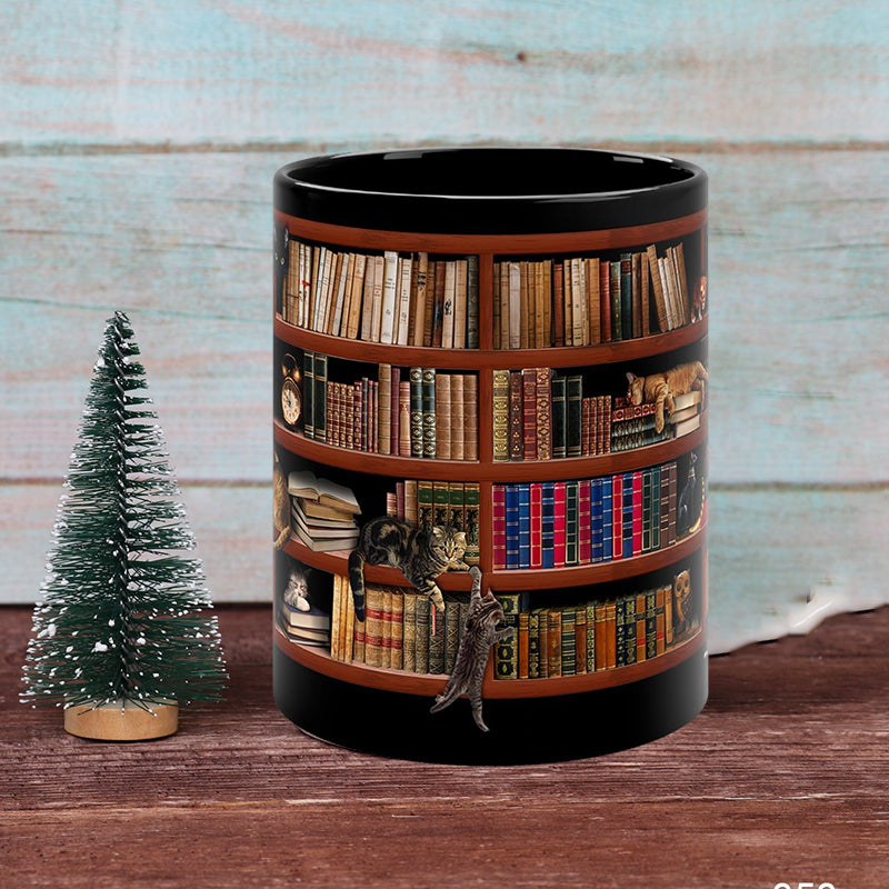 Bookshelf Mug with Cat