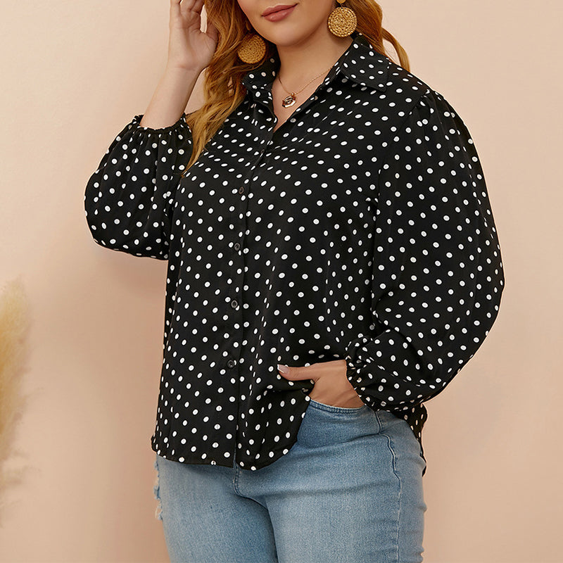 Balloon Sleeve Polka Dot Shirt