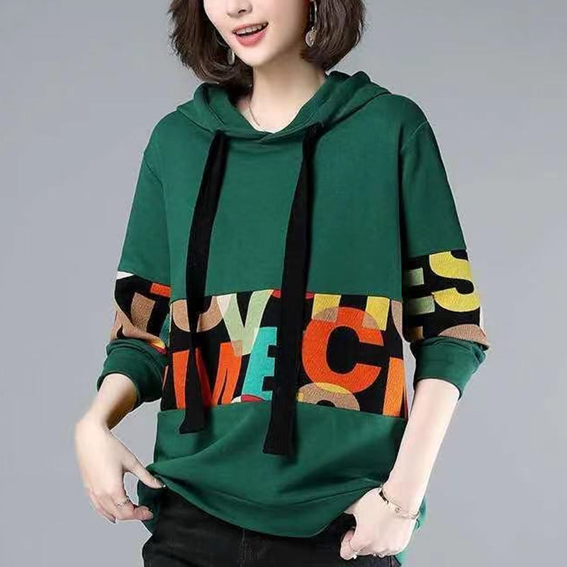 Printed Hooded Long Sleeve Sweatshirt