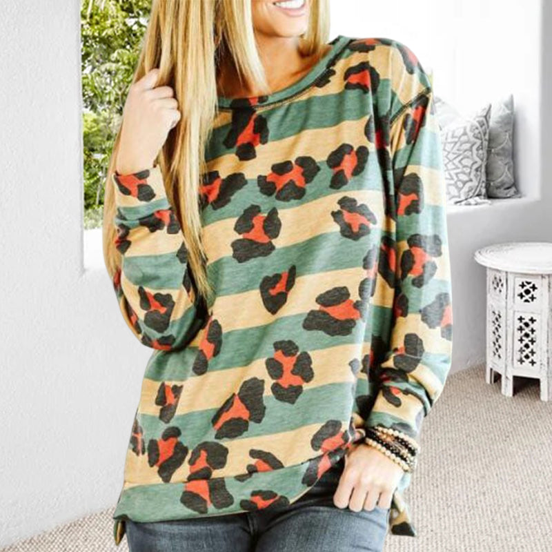 Paneled Striped Print T-shirt