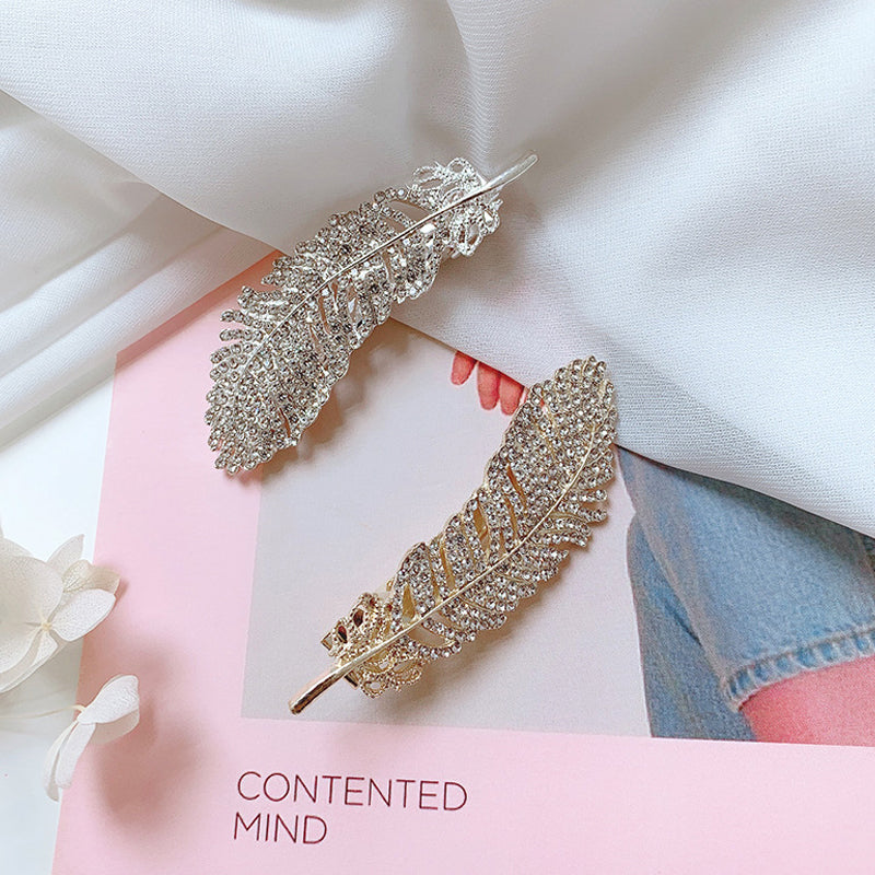 Diamond Feather Barrette