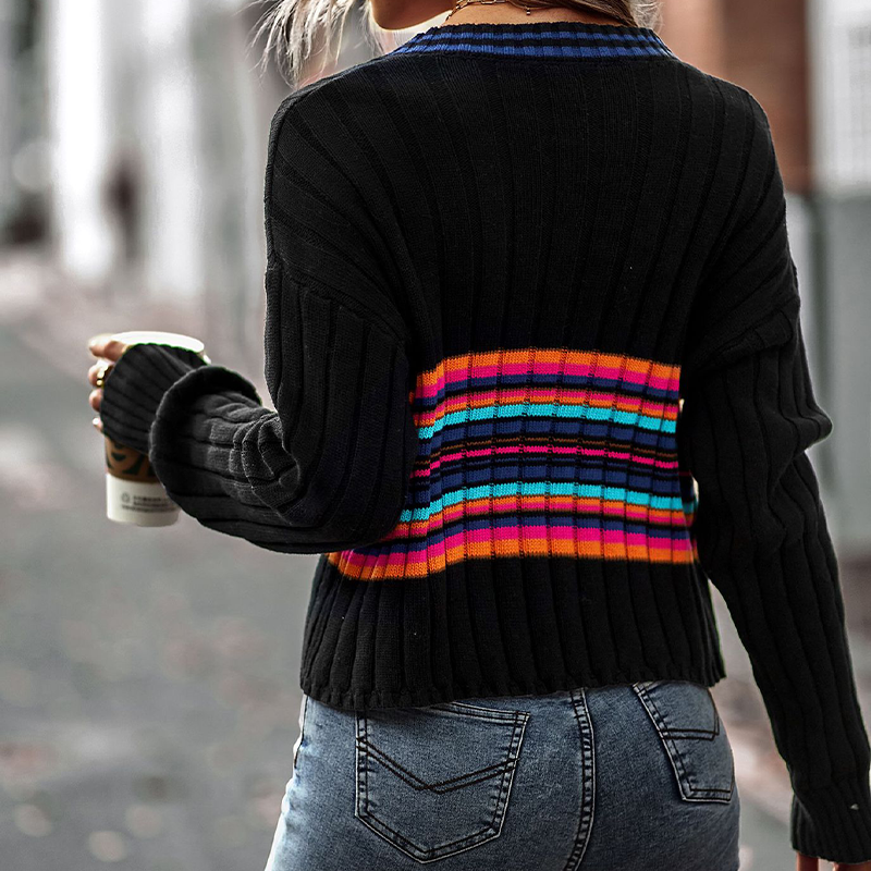 V-neck Paneled Sweater