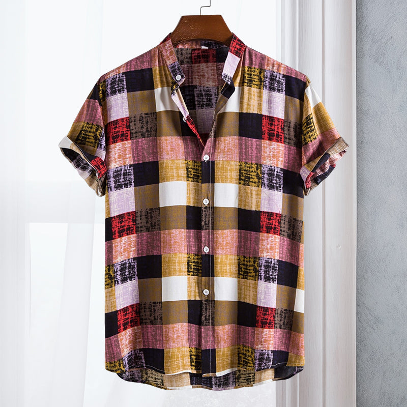 Multicolored Plaid Short Sleeve Shirt