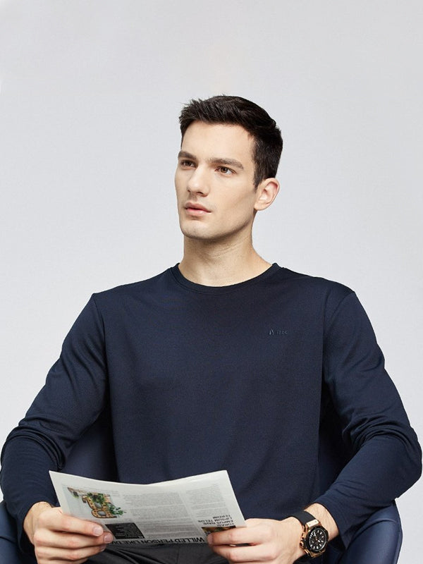 Men's Casual Comfortable Round Neck Long Sleeve T-Shirt