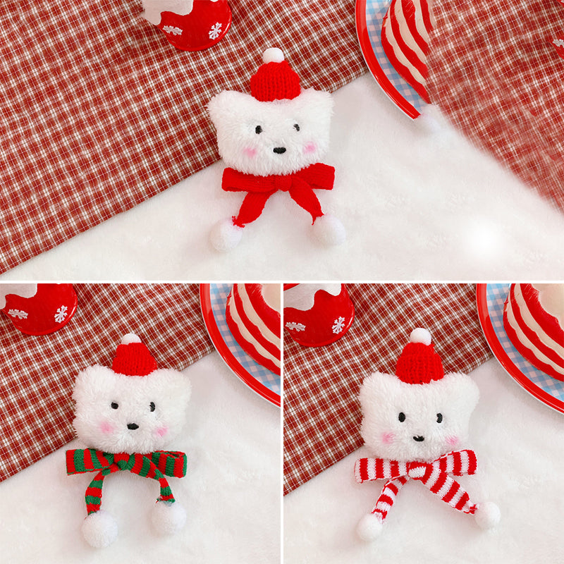 Plush Bear Christmas Brooch