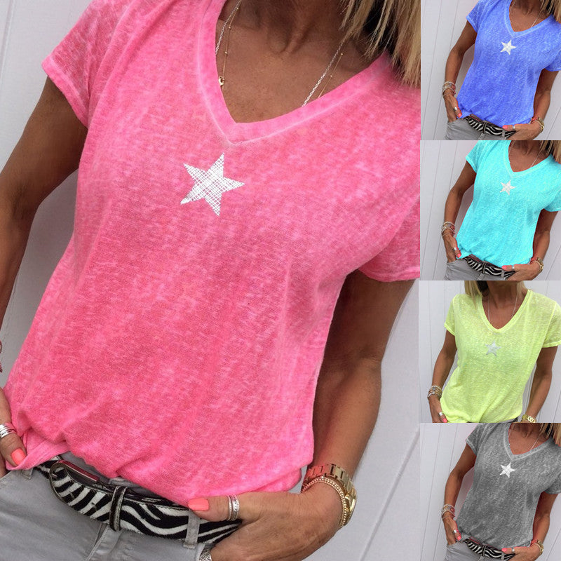 V-neck Pentagram T-shirt