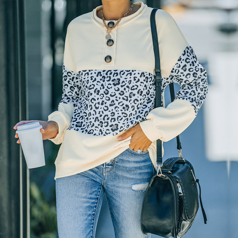 Paneled Contrast Long Sleeve Crewneck Shirt