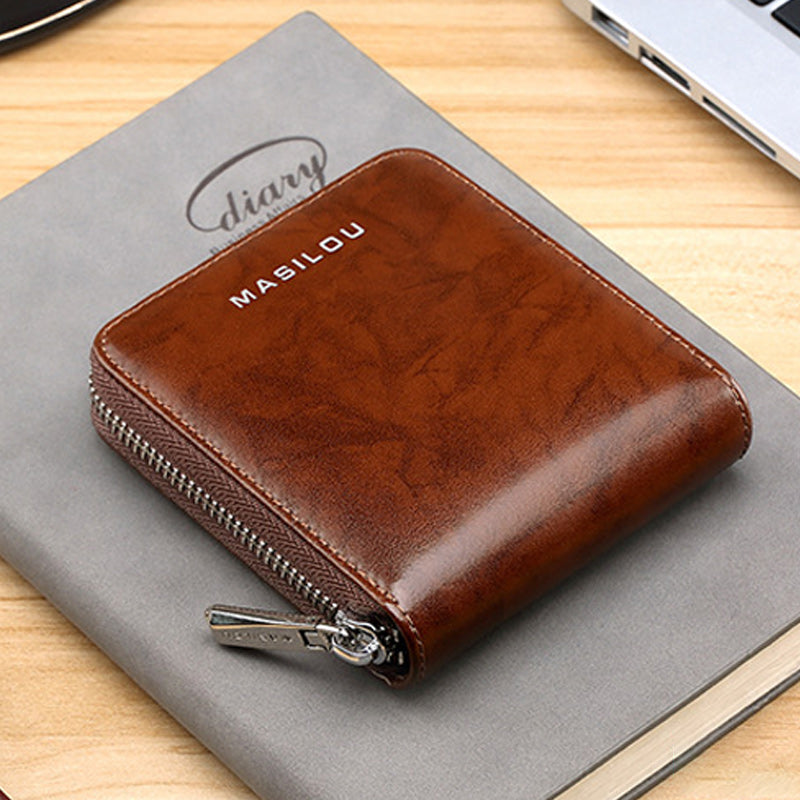 Short Leather Zipper Wallet